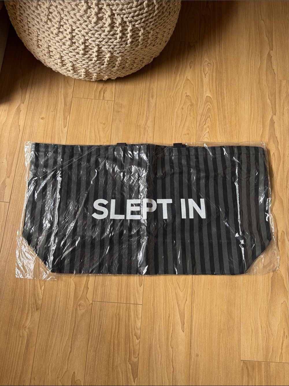 Slept In Black Striped Tote Bag